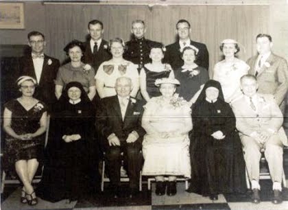 John Michael and Anna Marie Gura with their fourteen children, 50th wedding anniversary, 3 February 1958