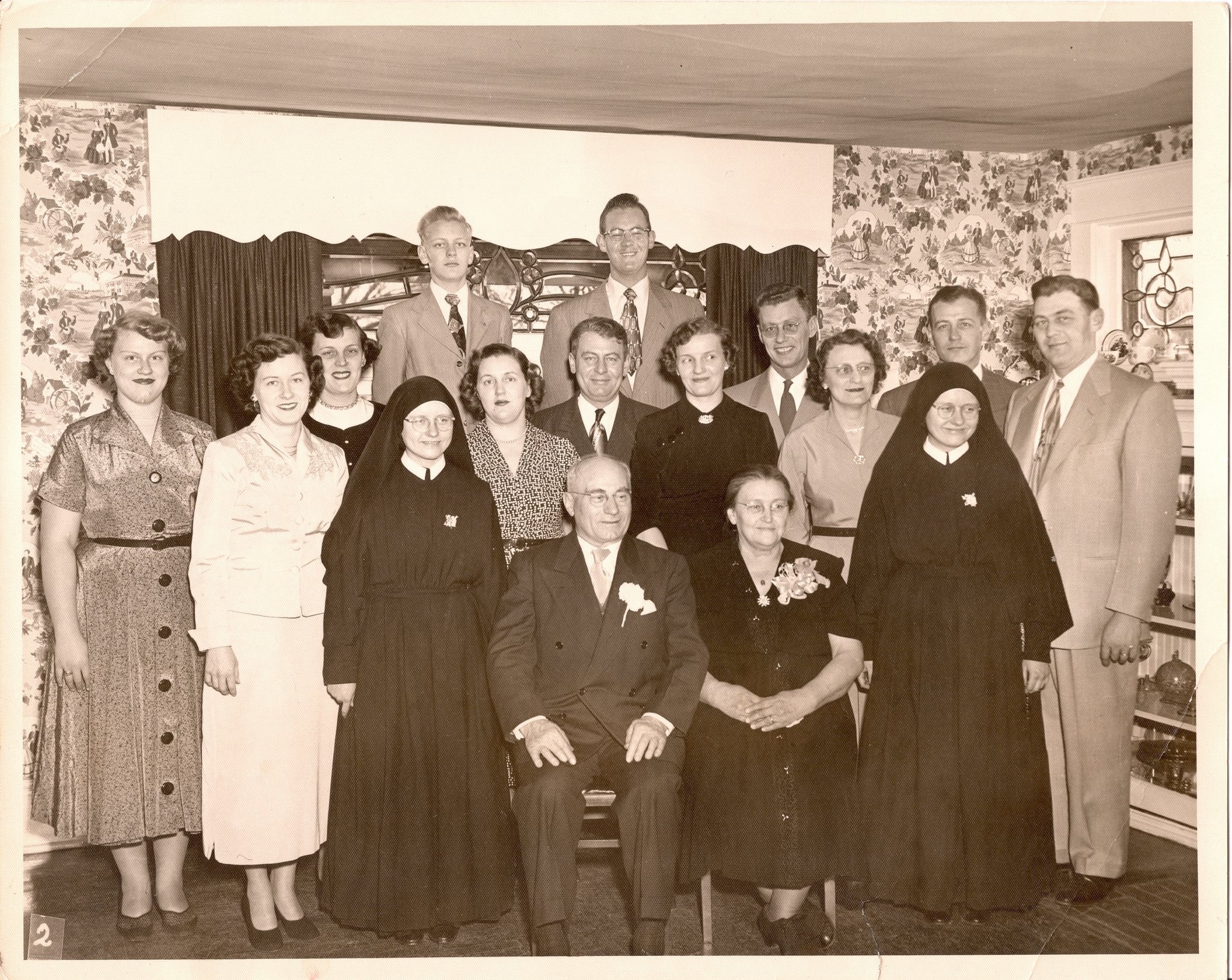 John and Anna Gura with their fourteen children at their 45th anniversary in February 1953
