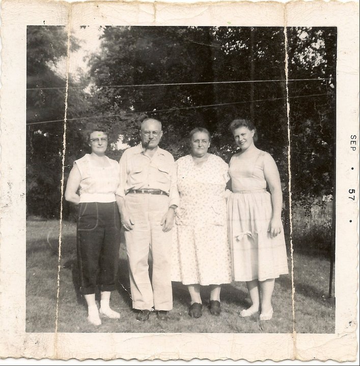 Aunt Julia, Grandpa, Baba, and Aunt Kathleen in September 1958